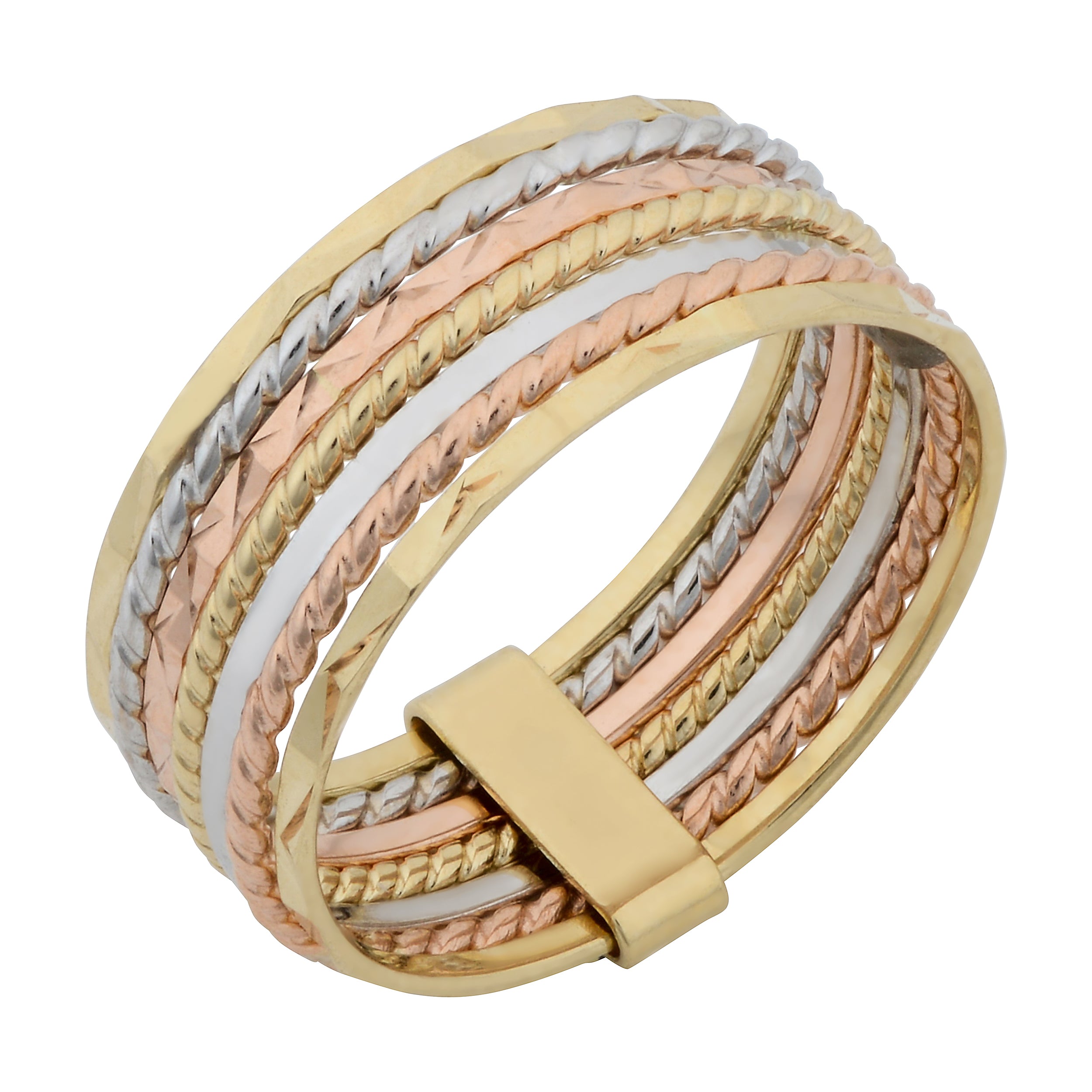 14k Tricolor Gold Seven Days 7 Blessings Stack ... – 6-S8EDUD | Jewelry ...