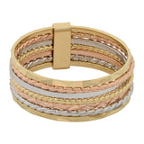 14k Tricolor Gold Seven Days 7 Blessings Stack Ring, 6.7mm