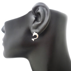 Boucles d'oreilles en argent sterling plaqué rhodium avec dauphin minoen grec ancien, bijoux de créateur fins pour hommes et femmes