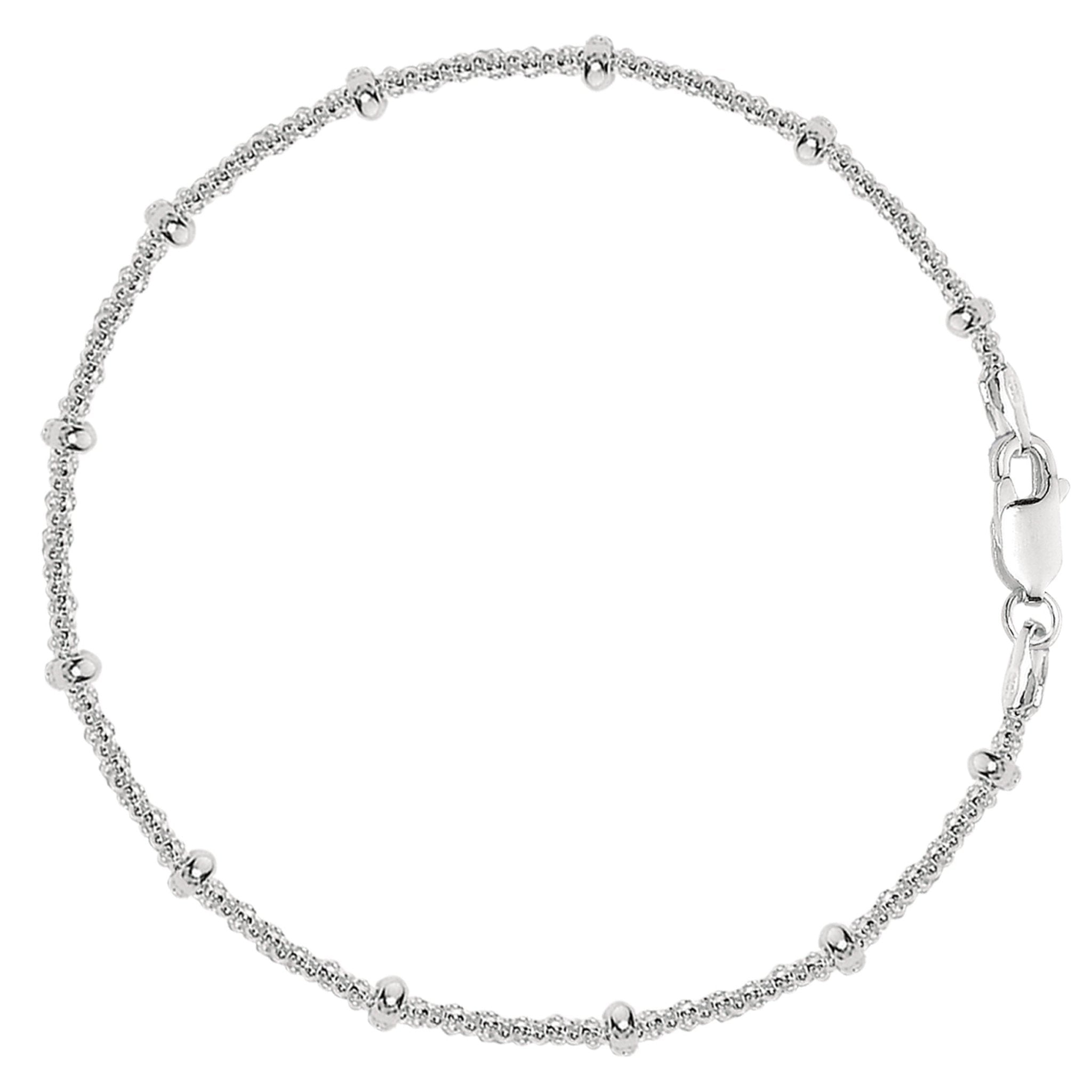 Saturn Style Chain Anklet In Sterling Silver