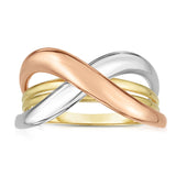 14k Tri Color Gold Shiny Fancy Womens Ring, Size 7