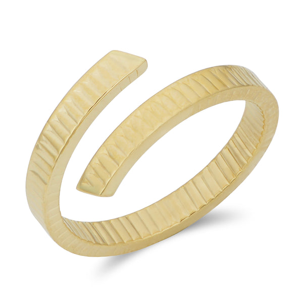 14k Yellow Gold Diamond Cut Bypass Ring