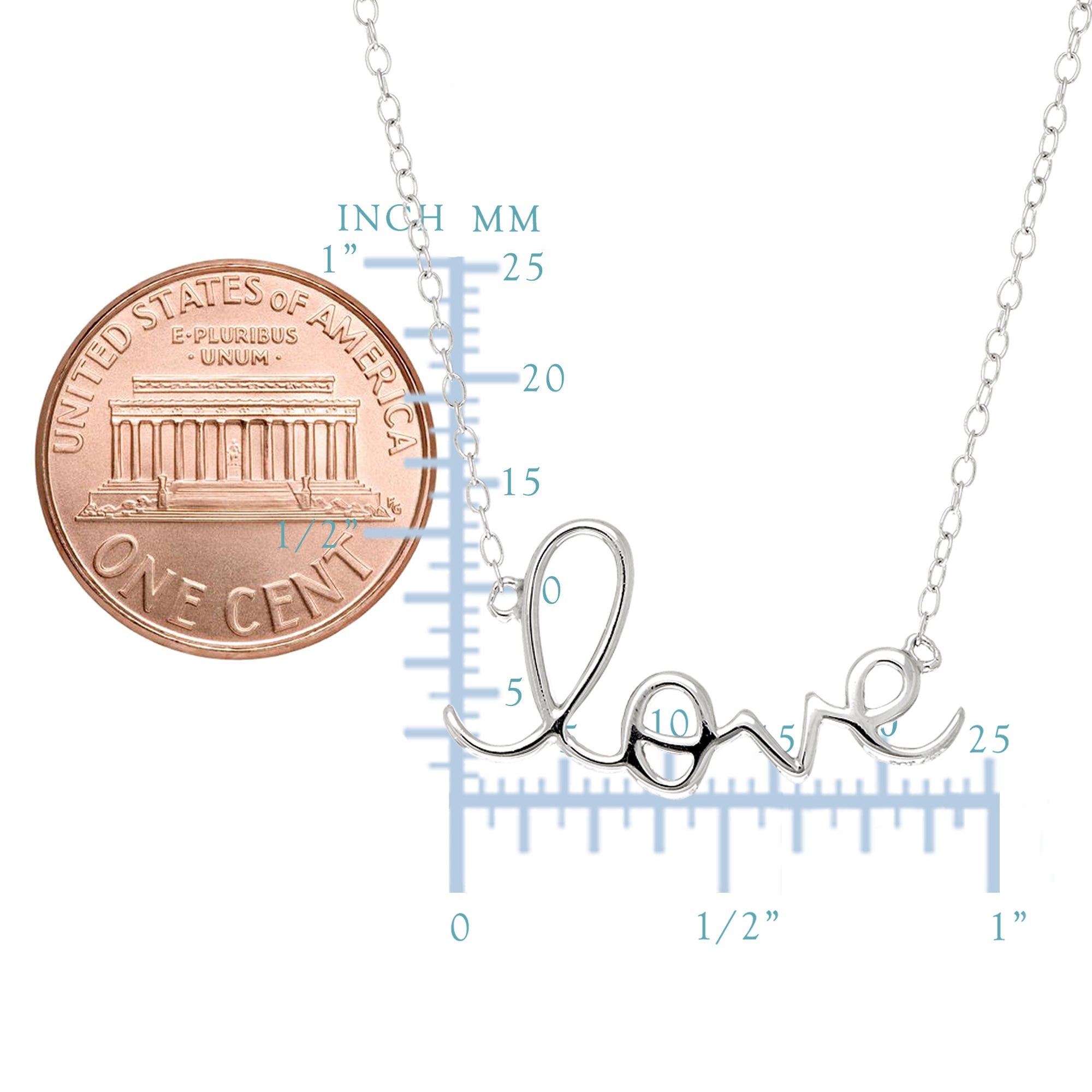 Script Love Logo Necklace In Sterling Silver, 18" - JewelryAffairs