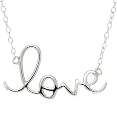 Script Love Logo Necklace In Sterling Silver, 18" - JewelryAffairs