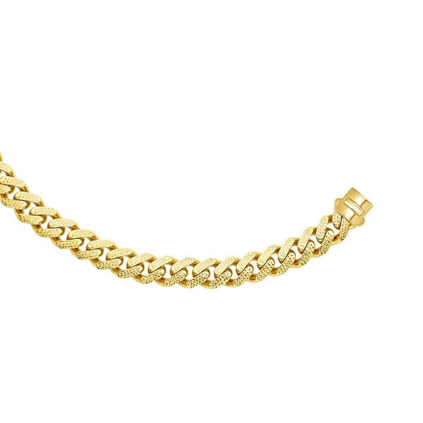 14k Yellow Gold Miami Cuban Link Pave Chain Necklace, Width 13.5mm, 24"