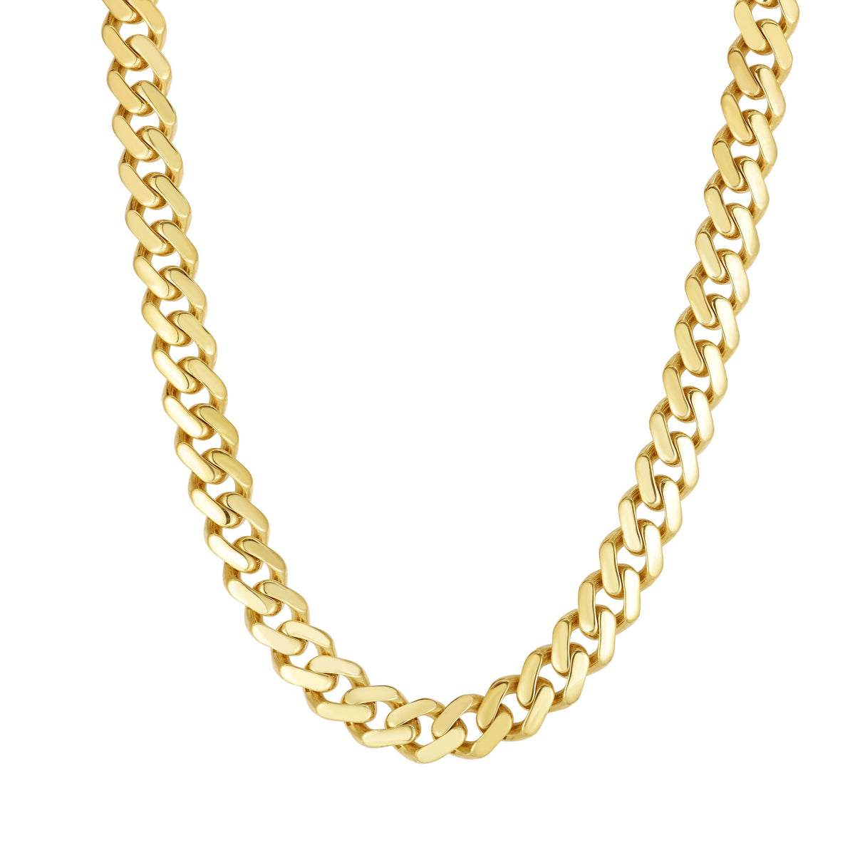 14k Yellow Gold Miami Cuban Link Chain Necklace, Width 9.5mm, 22"