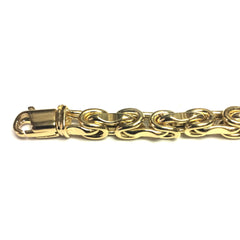 14 karat gult guld interconnected link herrearmbånd, 8,5" fine designersmykker til mænd og kvinder