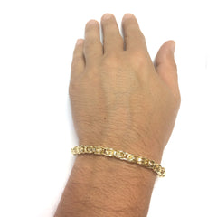 14k Yellow Gold Interconnected Link Mens Bracelet, 8.5"
