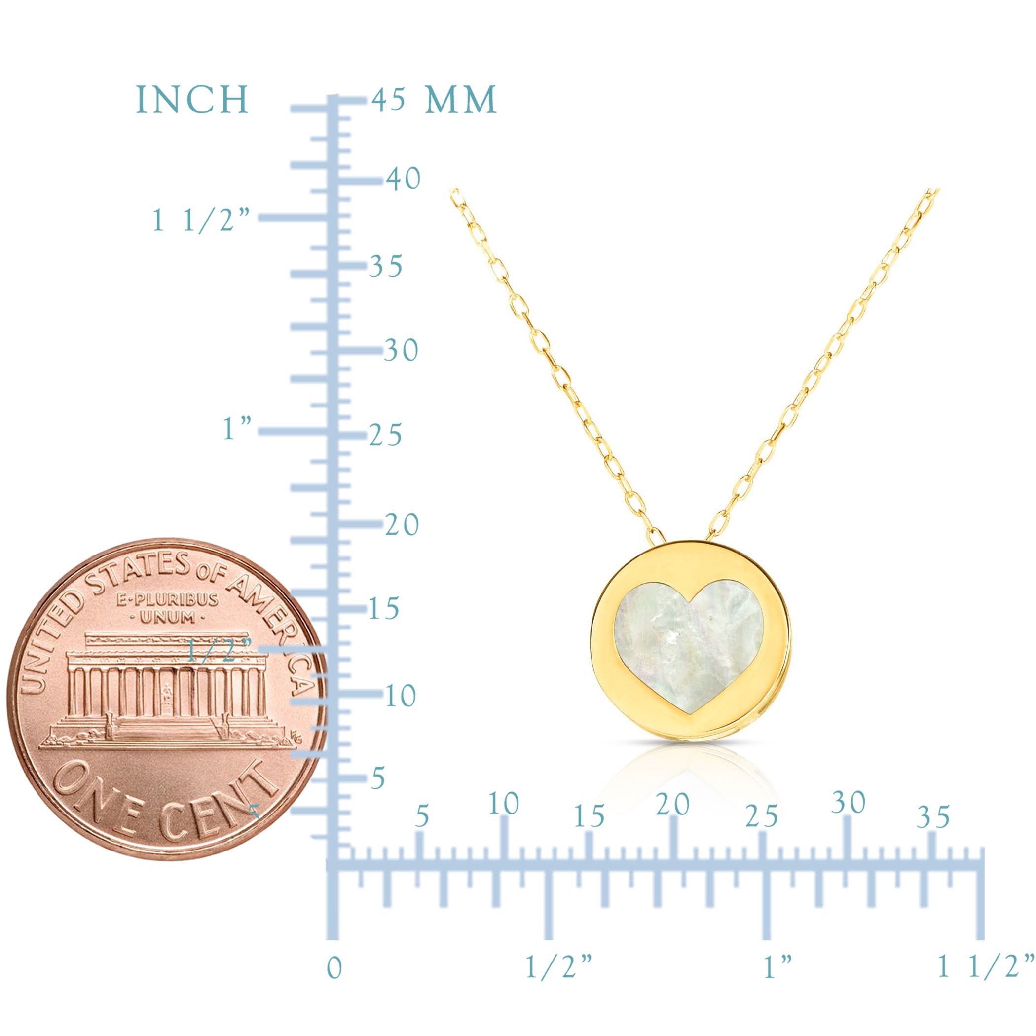 14K gul guld perlemor hjerte vedhæng halskæde, 16" fine designer smykker til mænd og kvinder