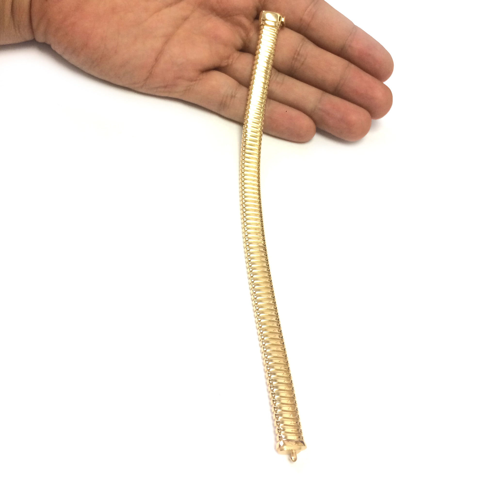 14k gult guld Fancy Link Damarmband, 7,5" fina designersmycken för män och kvinnor