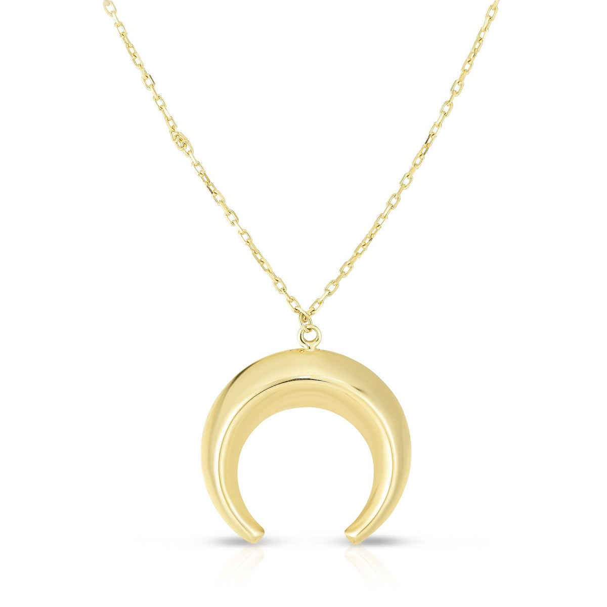14K Yellow Gold Crescent Moon Pendant Necklace, 18" fine designer jewelry for men and women
