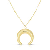 14K Yellow Gold Crescent Moon Pendant Necklace, 18"