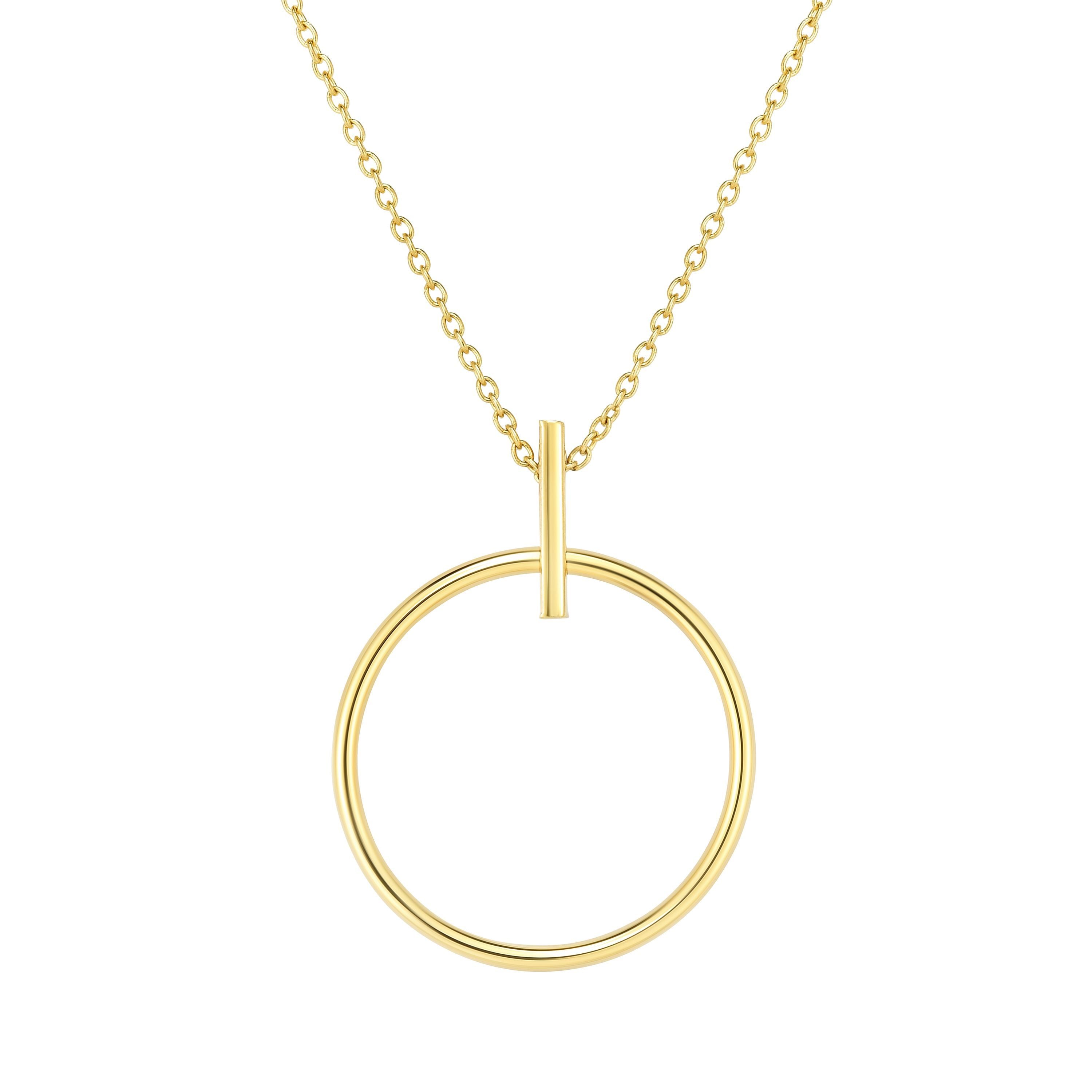 14k Yellow Gold Ring Of Life Pendant Necklace, 17" fine designer jewelry for men and women