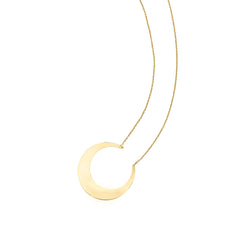 14k Yellow Gold Crescent Moon Pendant Necklace, 18"