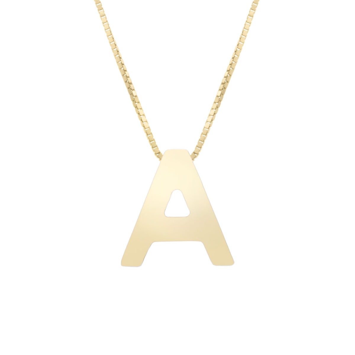 14k Yellow Gold Initial Letter Pendant Necklace, 18" fine designer jewelry for men and women