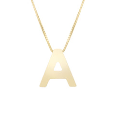 14k Yellow Gold Initial Letter Pendant Necklace, 18" fine designer jewelry for men and women