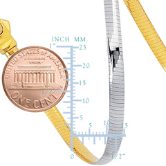 Collar de cadena Omega reversible de dos tonos en oro amarillo de 14 k y plata de ley, joyería fina de diseño de 5 mm para hombres y mujeres