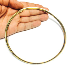 Collar de cadena Omega reversible de dos tonos en oro amarillo de 14 k y plata de ley, joyería fina de diseño de 5 mm para hombres y mujeres