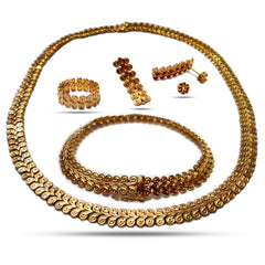 Custom Made 14K Yellow Gold Ancient Greek Achaean Spiral Style Set - Necklace - Earrings - Ring - Bracelet fine designer jewelry for men and women