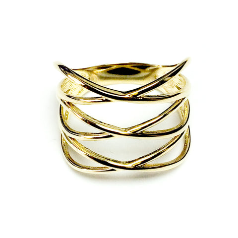 14k Yellow Gold Triple X Fashion Ring