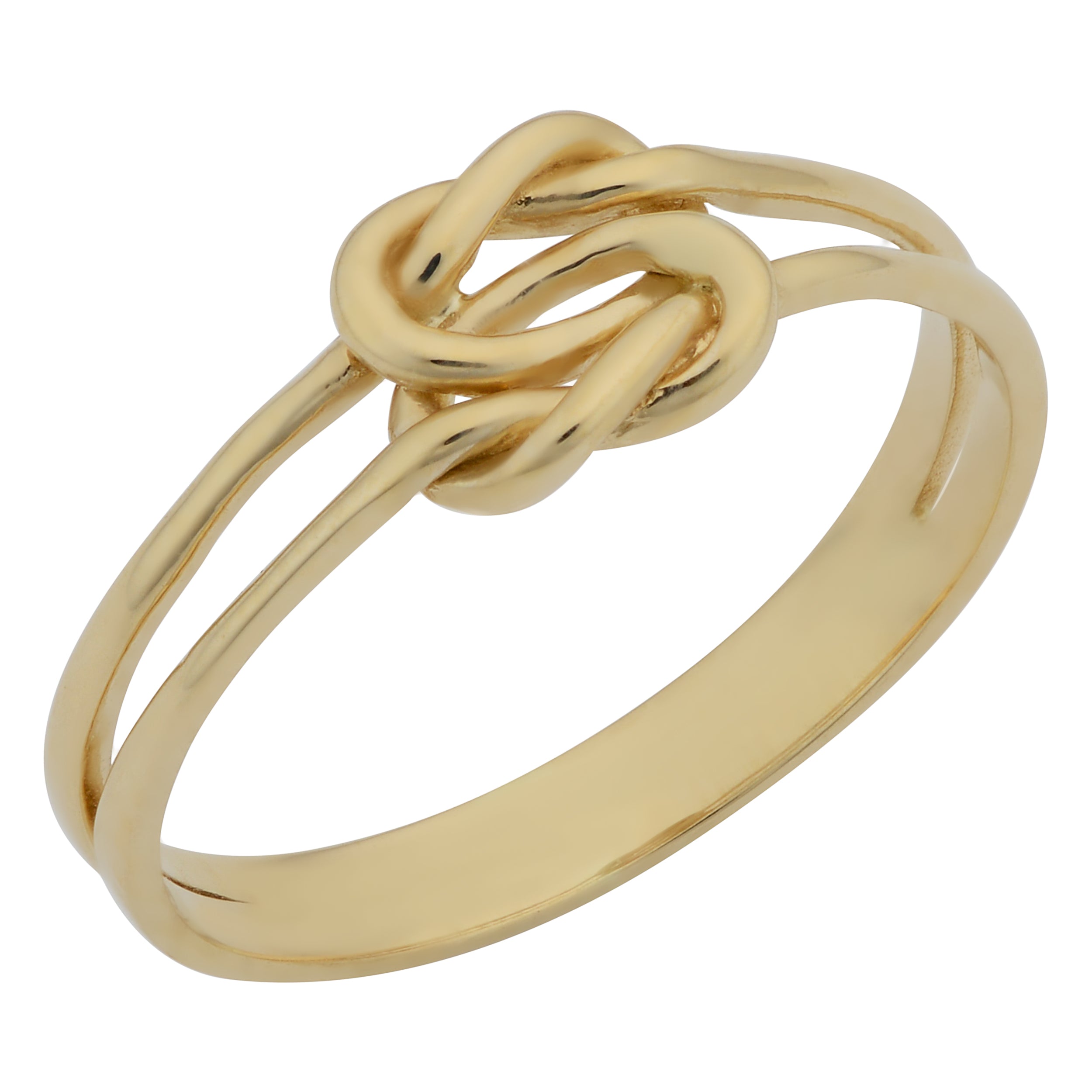 Anello con nodo d'amore a doppia fascia in oro giallo 14k, gioielli di design per uomini e donne