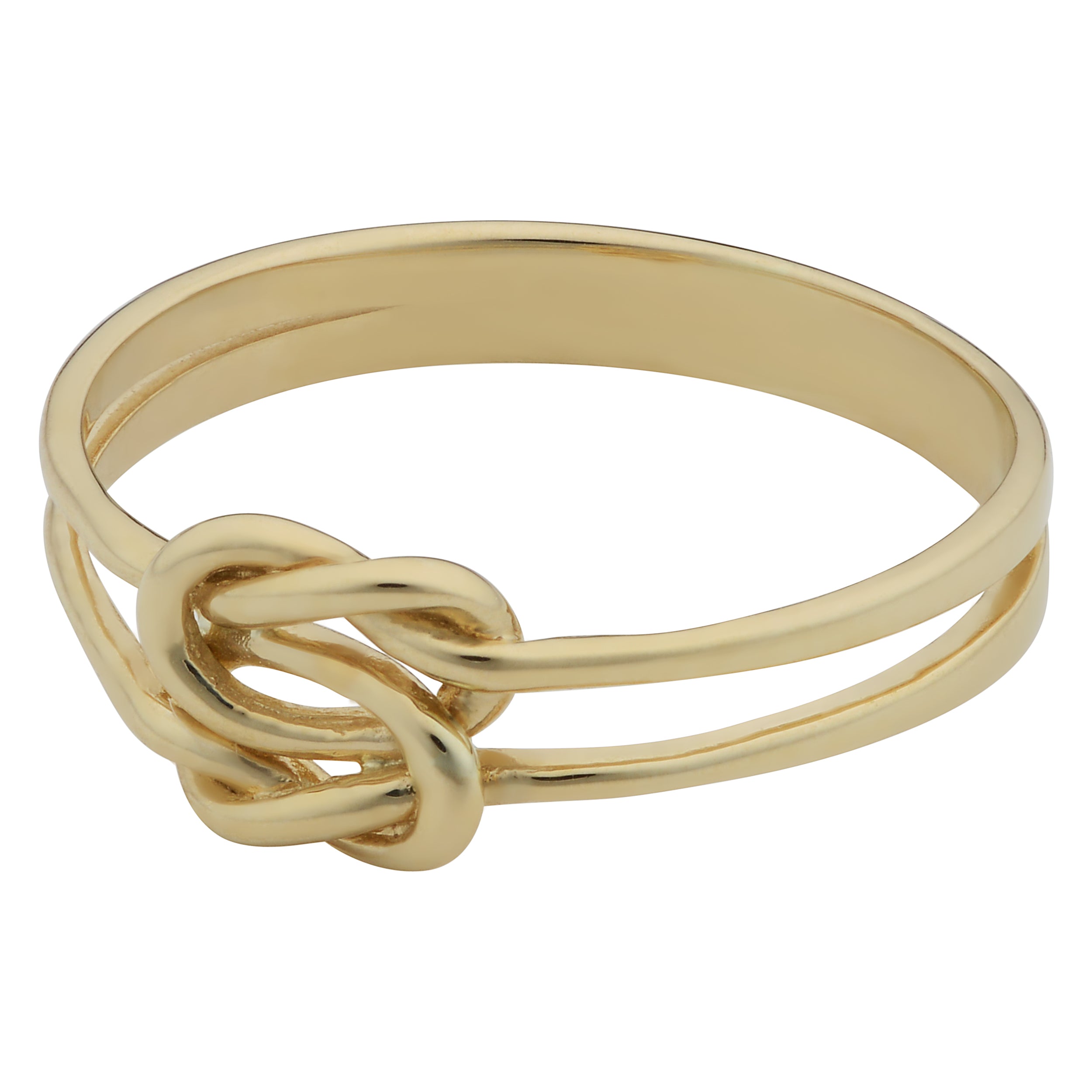 14k Yellow Gold Double Band Love Knot Ring fine designer jewelry for men and women