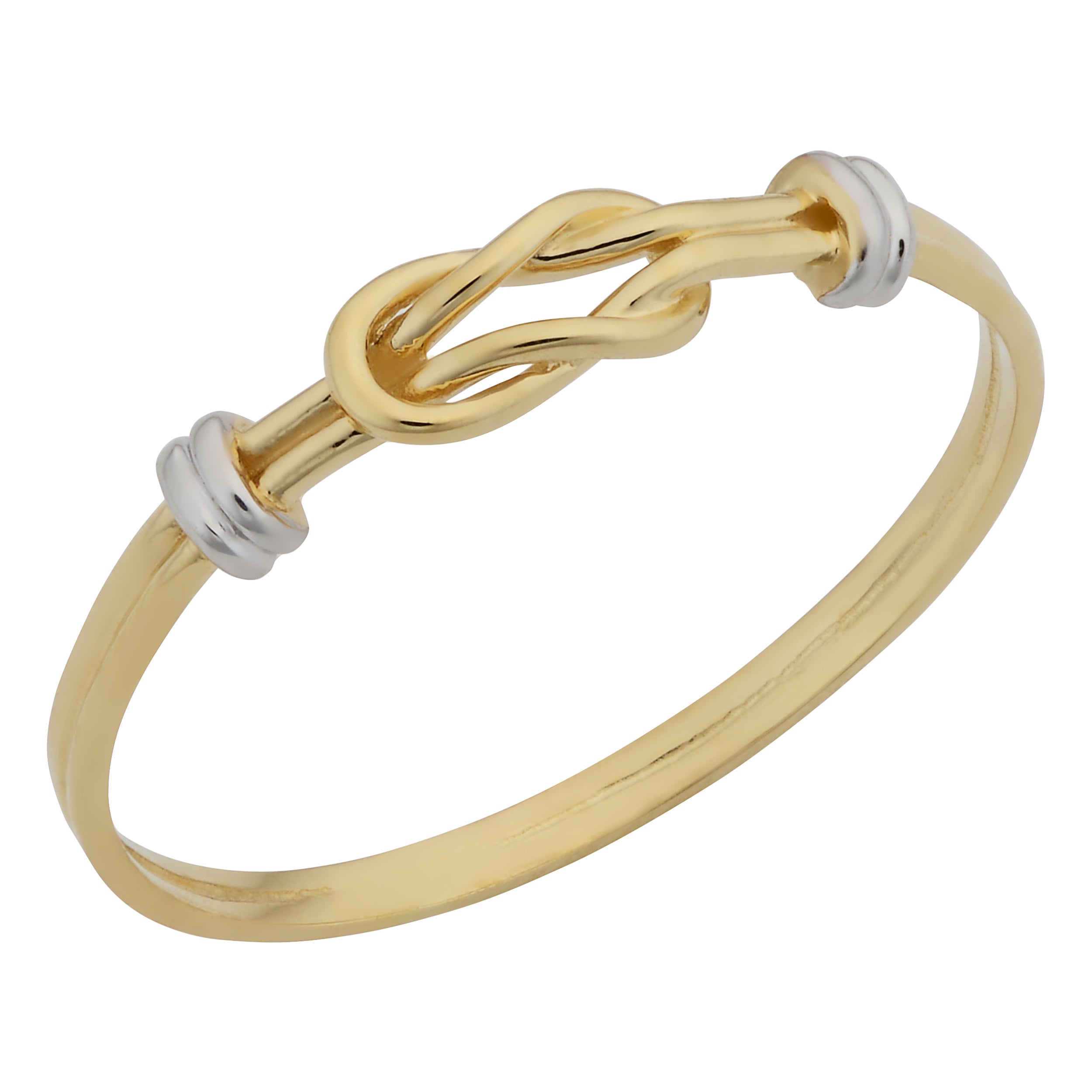 Bague nœud d'amour en or bicolore 14 carats, bijoux de créateur fins pour hommes et femmes