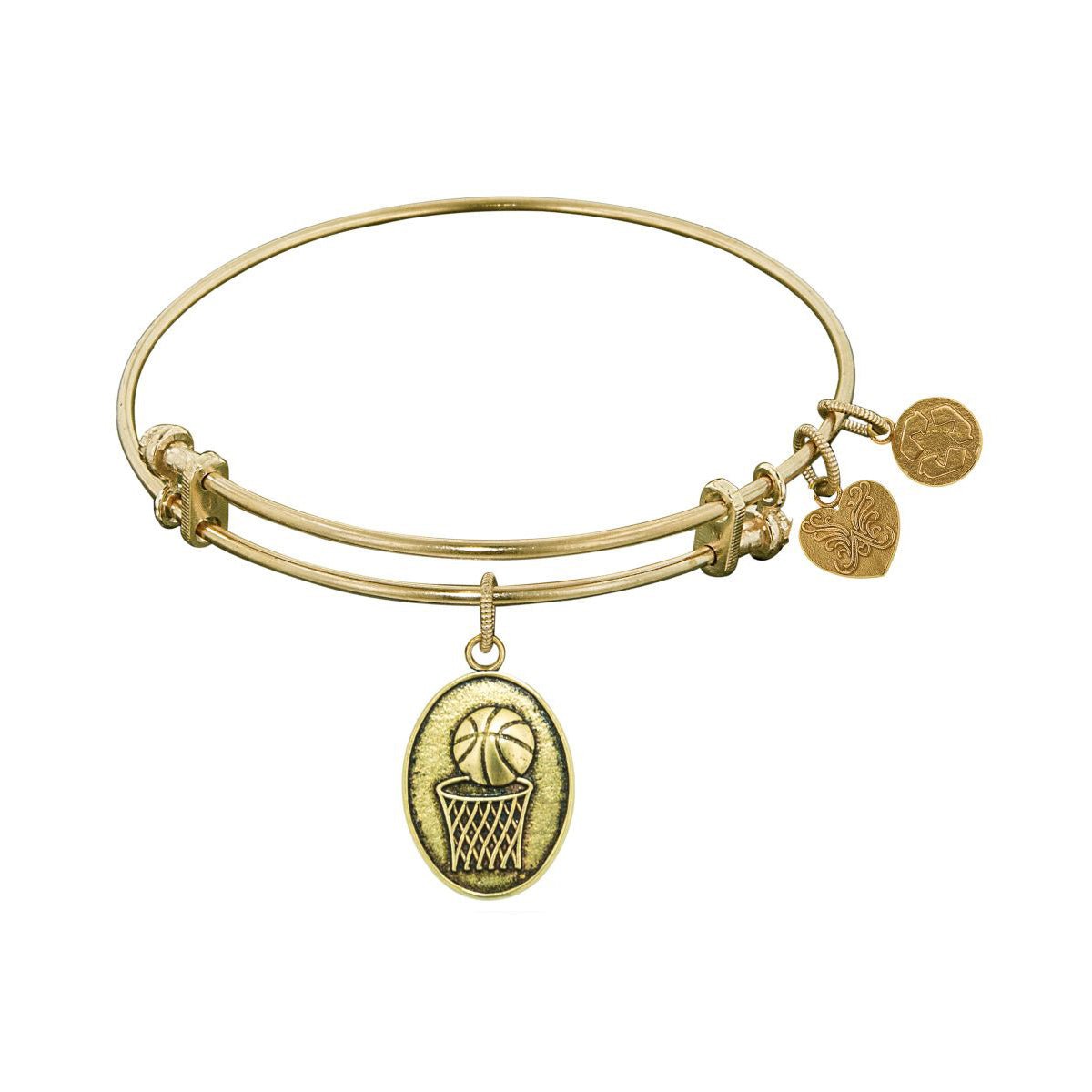 Smooth Finish Brass Basketball Angelica Bangle Bracelet, 7.25"