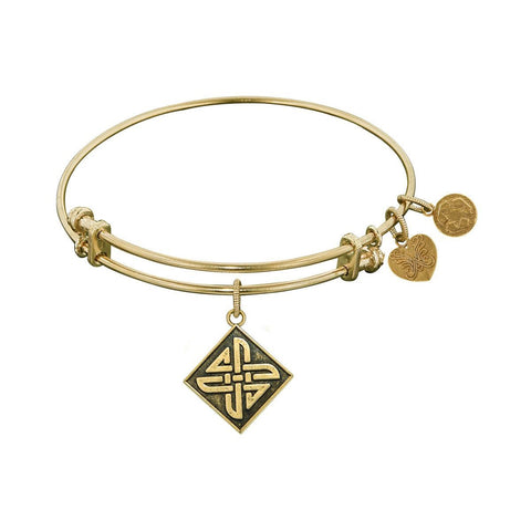 Smooth Finish Brass Celtic Square Knot Angelica Bangle Bracelet, 7.25"
