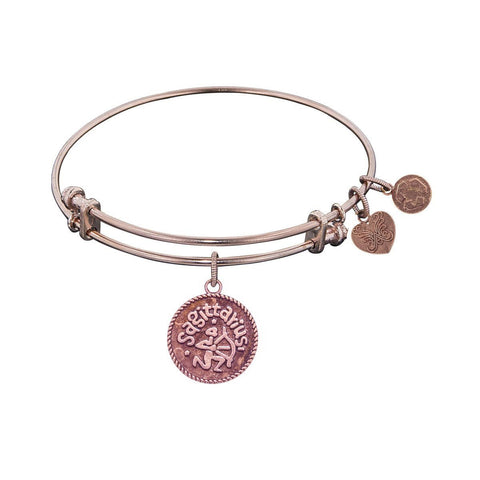 Smooth Finish Brass Sagittarius November Angelica Bangle Bracelet, 7.25"