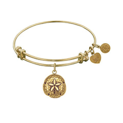 Smooth Finish Brass Sand Dollar Angelica Bangle Bracelet, 7.25"