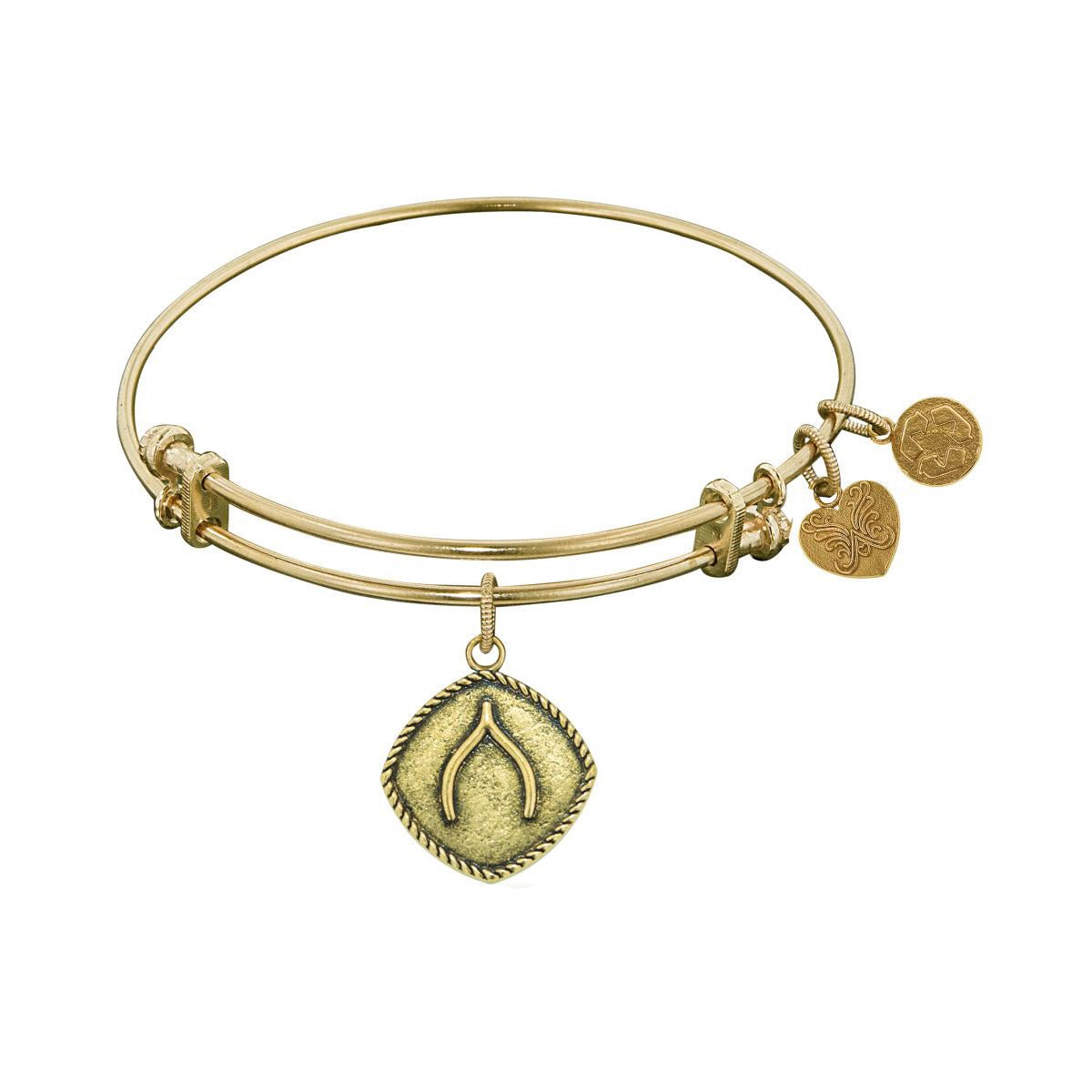Smooth Finish Brass Wishbone Angelica Bangle Bracelet, 7.25"