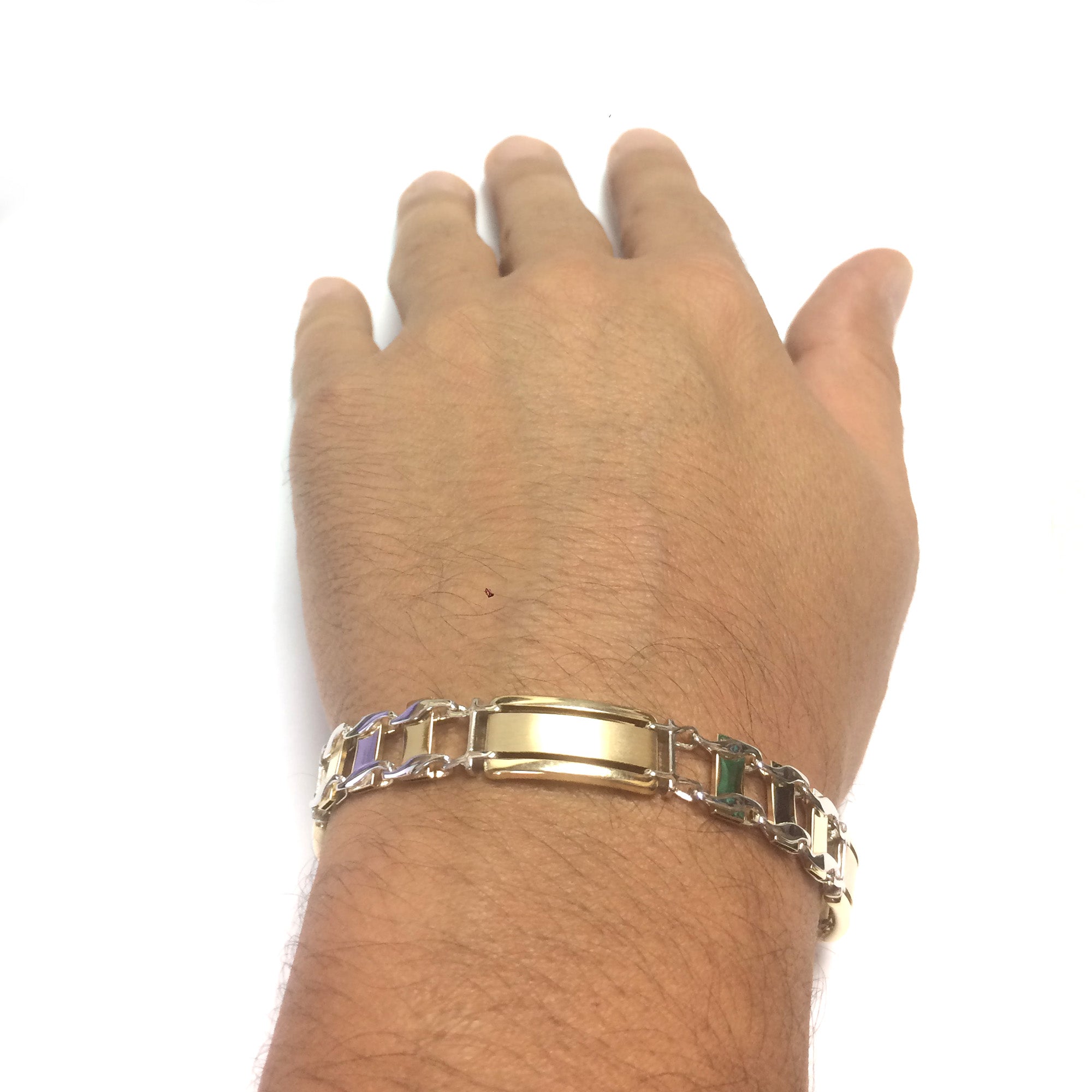 14k gult og hvitt gull Rolex Link herrearmbånd, 8,5" fine designersmykker for menn og kvinner