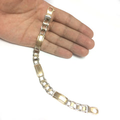 Bracciale da uomo Rolex Link in oro giallo e bianco 14k, gioielli di alta moda da 8,5" per uomo e donna