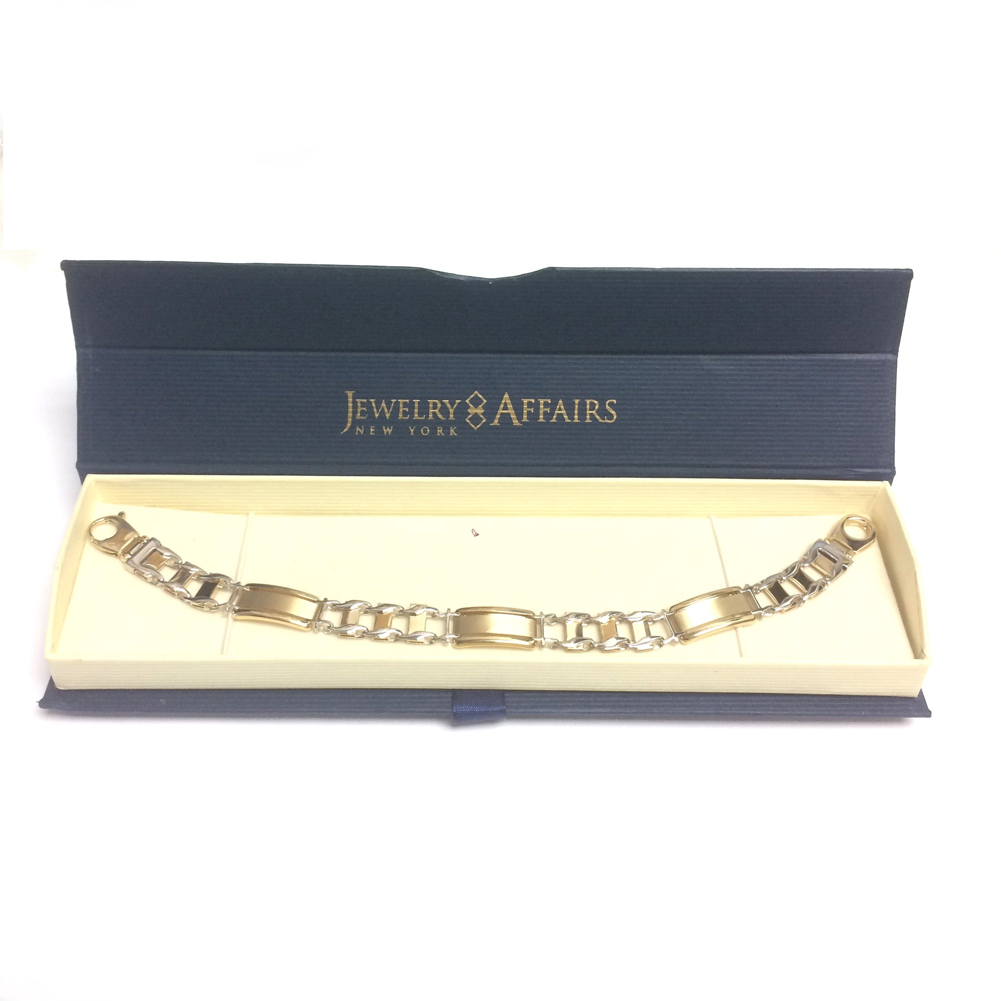 14k Yellow And White Gold Rolex Link Mens Bracelet, 8.5"
