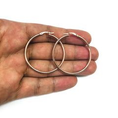 14k Rose Gold 2mm Polished Round Tube Hoop Earrings