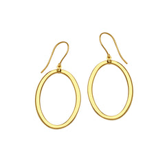Boucles d'oreilles pendantes ovales brillantes en or jaune 14 carats, bijoux de créateur raffinés pour hommes et femmes