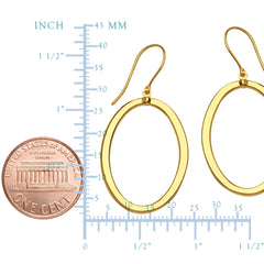 14K gult guld glänsande ovala droppörhängen fina designersmycken för män och kvinnor