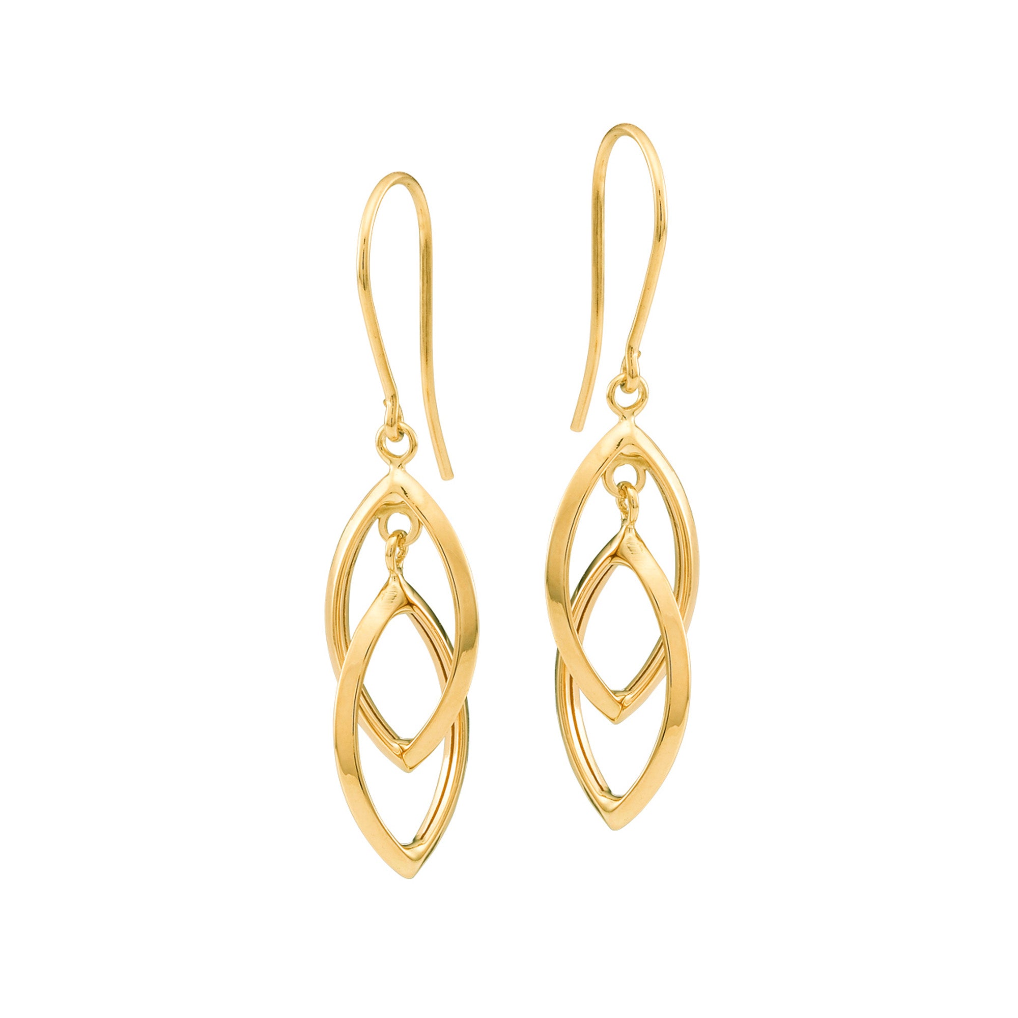 Pendientes de gota de oro amarillo de 14 quilates con forma de lágrima brillante, joyería fina de diseño para hombres y mujeres