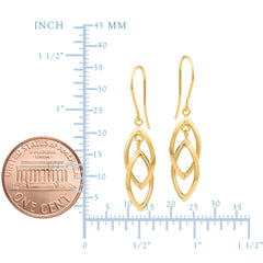 Pendientes de gota de oro amarillo de 14 quilates con forma de lágrima brillante, joyería fina de diseño para hombres y mujeres