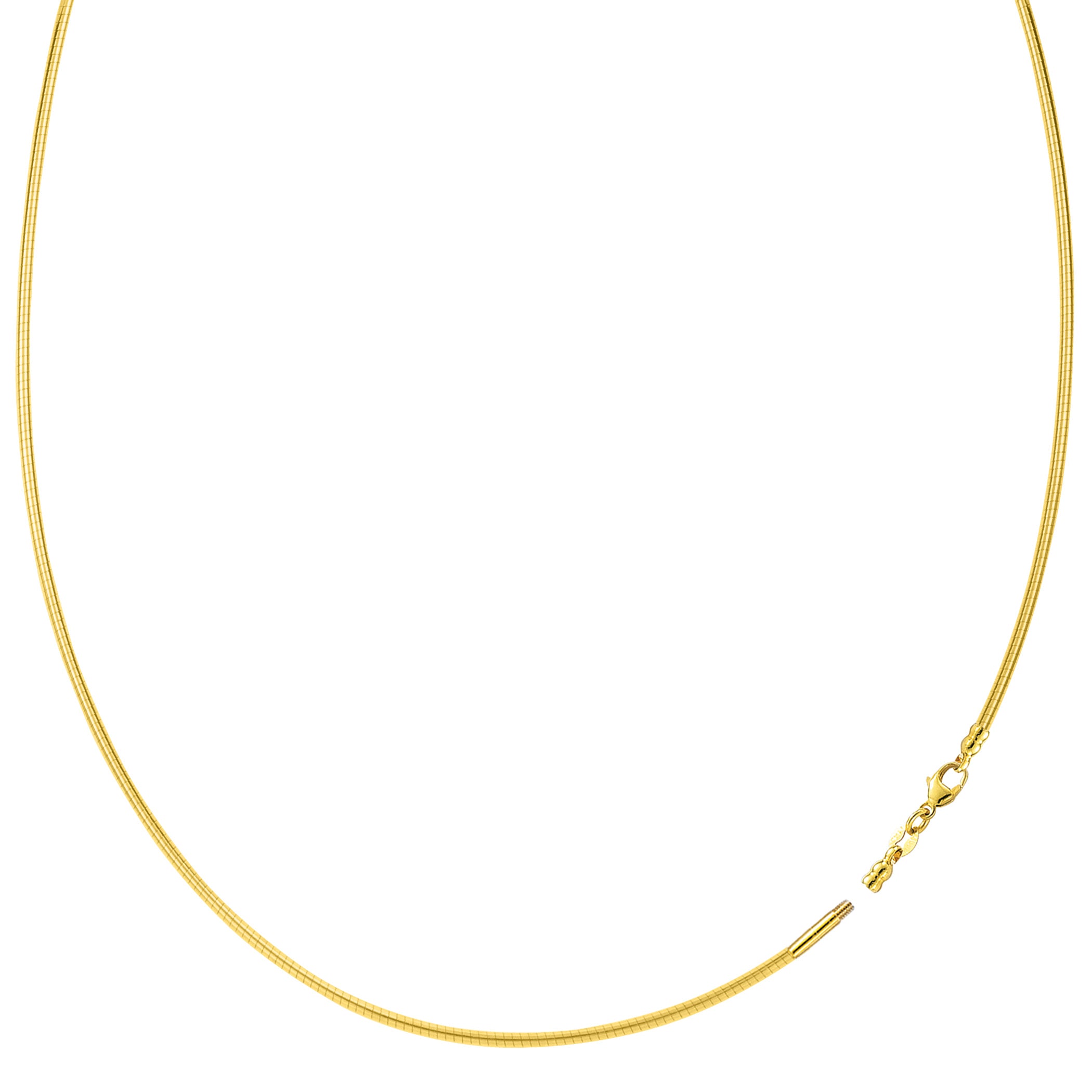 Round Omega Chain Necklace With Screw Off Lock In 14k Yellow Gold fine designer jewelry for men and women