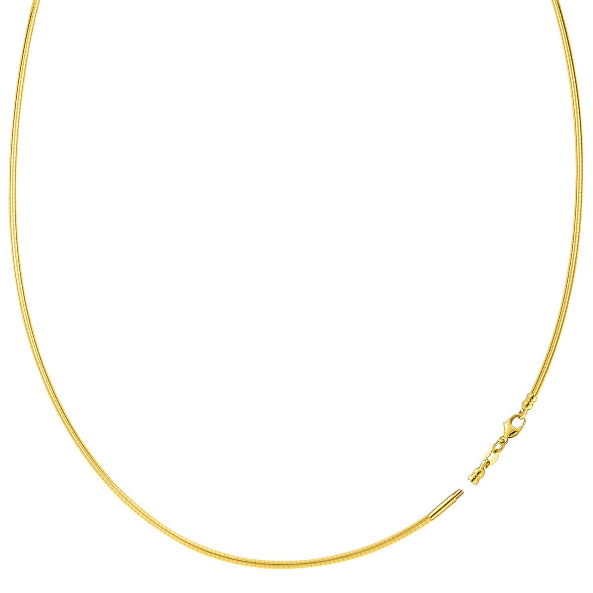 Collar redondo de cadena Omega con cierre de rosca en oro amarillo de 14 k, joyería fina de diseño para hombres y mujeres