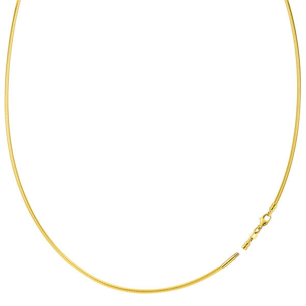 Round Omega Chain Necklace With Screw Off Lock In 14k Yellow Gold