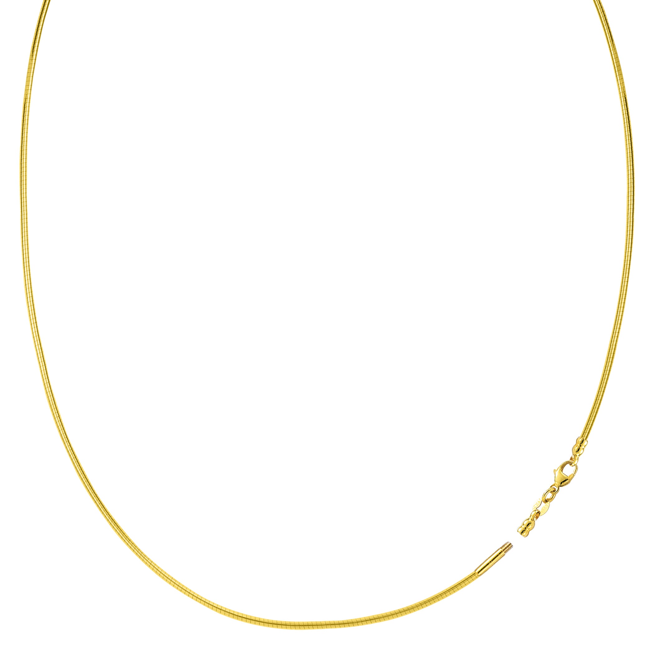 Rundt Omega-kjedekjede med skrulås i 14k gult gull fine designersmykker for menn og kvinner