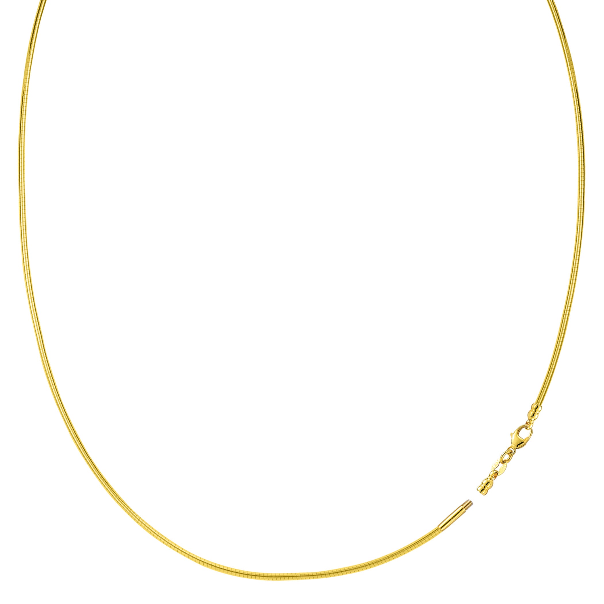 Collier chaîne Omega ronde avec serrure à vis en or jaune 14 carats, bijoux de créateurs fins pour hommes et femmes