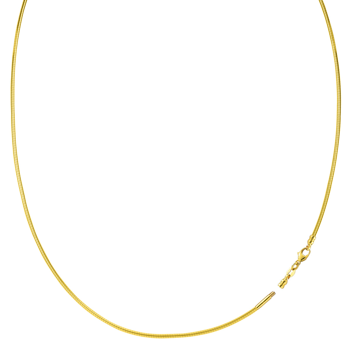 Runt Omega Chain Halsband med skruvlås i 14k gult guld fina designersmycken för män och kvinnor