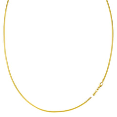 Collar redondo de cadena Omega con cierre de rosca en oro amarillo de 14 k, joyería fina de diseño para hombres y mujeres