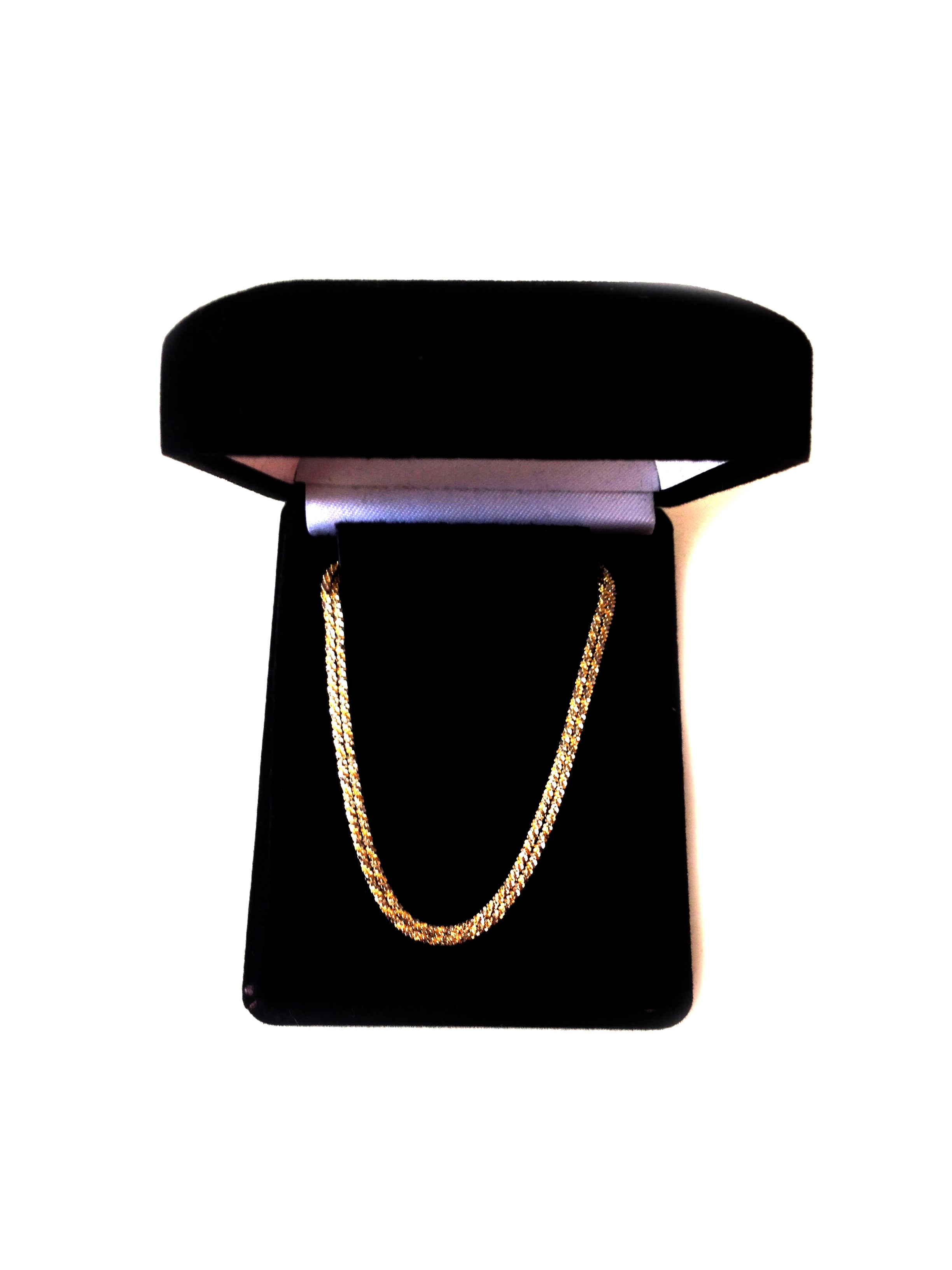 14k 2 Tone gult och vitt guld Sparkle Chain halsband, 1,5 mm fina designersmycken för män och kvinnor
