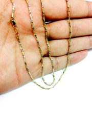 14k 2 tone gul og hvid guld sparkle kæde halskæde, 1,5 mm fine designer smykker til mænd og kvinder