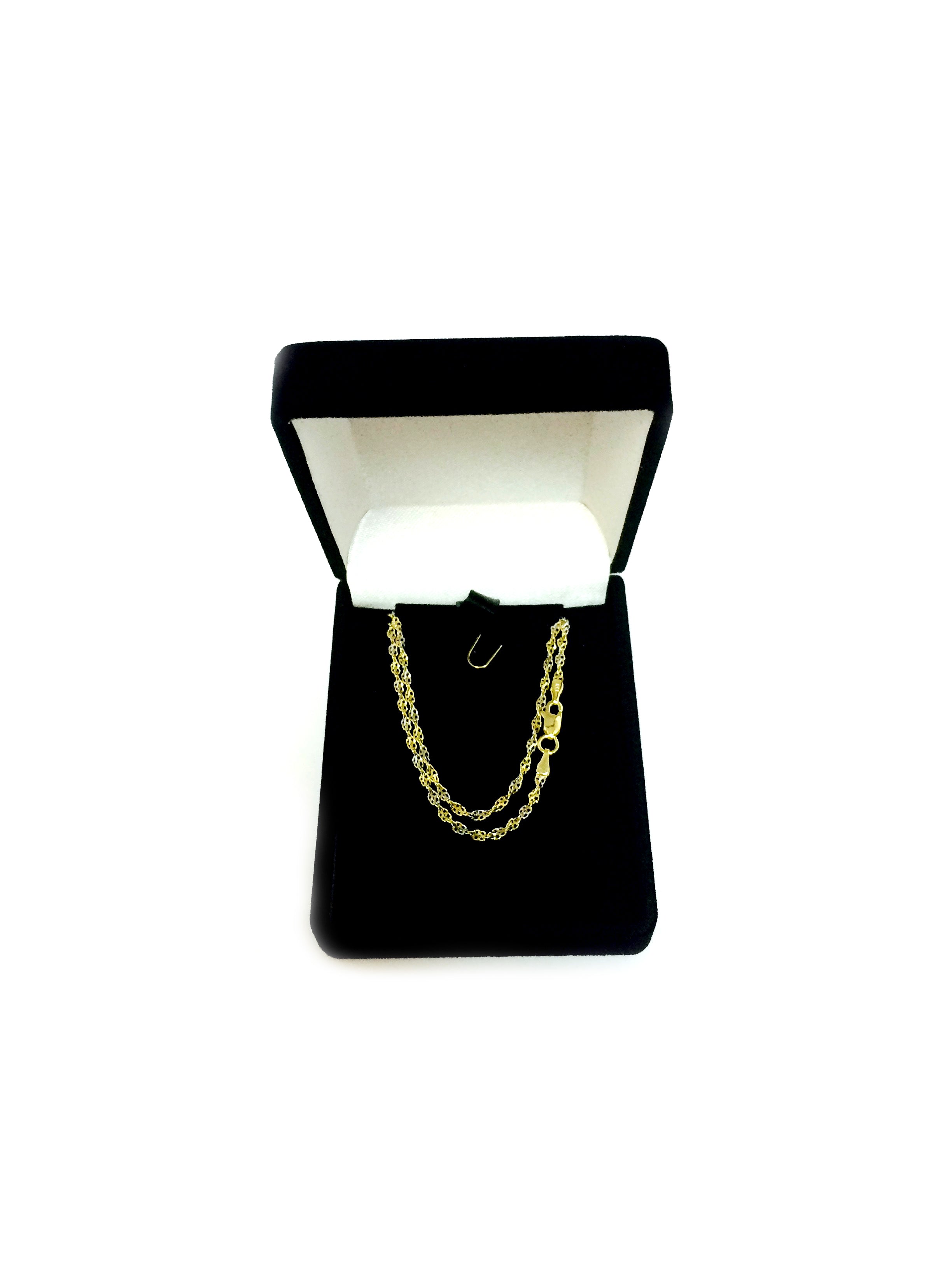 14k 2 Tone Yellow And White Gold Singapore Chain Necklace, 2.0mm fine designer jewelry for men and women